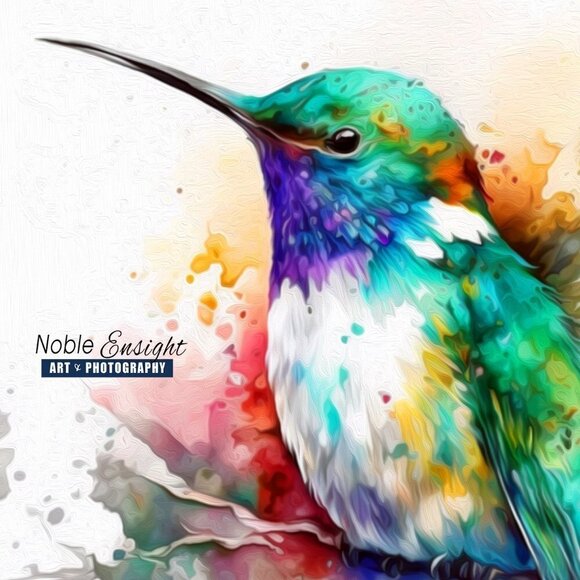 16x20 Hummingbird Cute Chubby Watercolor Oil Painting Art Poster Print - Picture 3 of 6